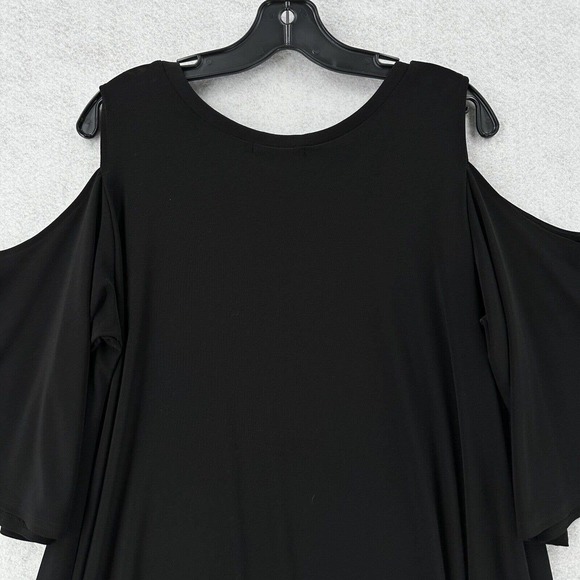 Simpli Canada Tunic Top Womens 14 Cold Shoulder Short Sleeve Asymetrical‎ Black - Picture 7 of 14